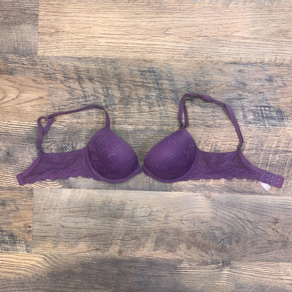 Victoria’s Secret Biofit Demi Uplift Bra 32C Purple And Lace